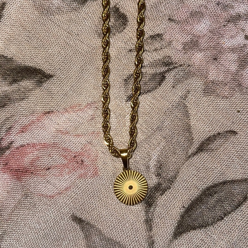 Gold Sun Pendant Necklce